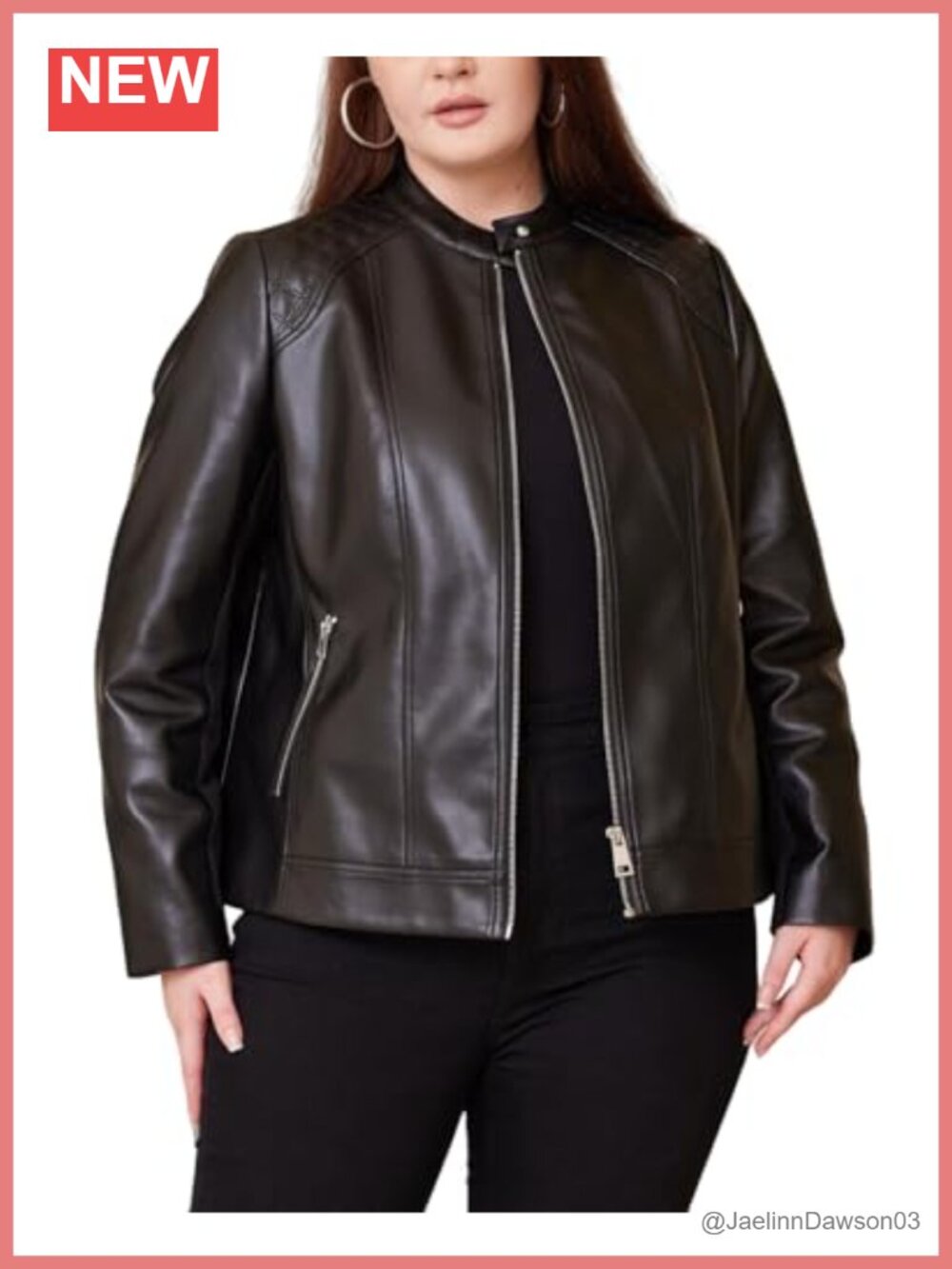 Plus Size Faux Leather Jacket Oversized Motorcycle Biker Coat